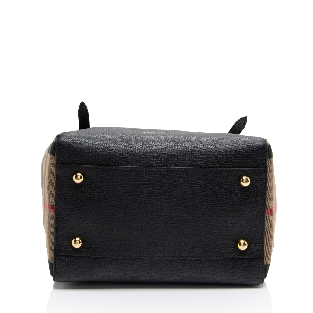 Burberry Leather House Check Derby Canterbury Small Tote (SHF-ANV3FD)