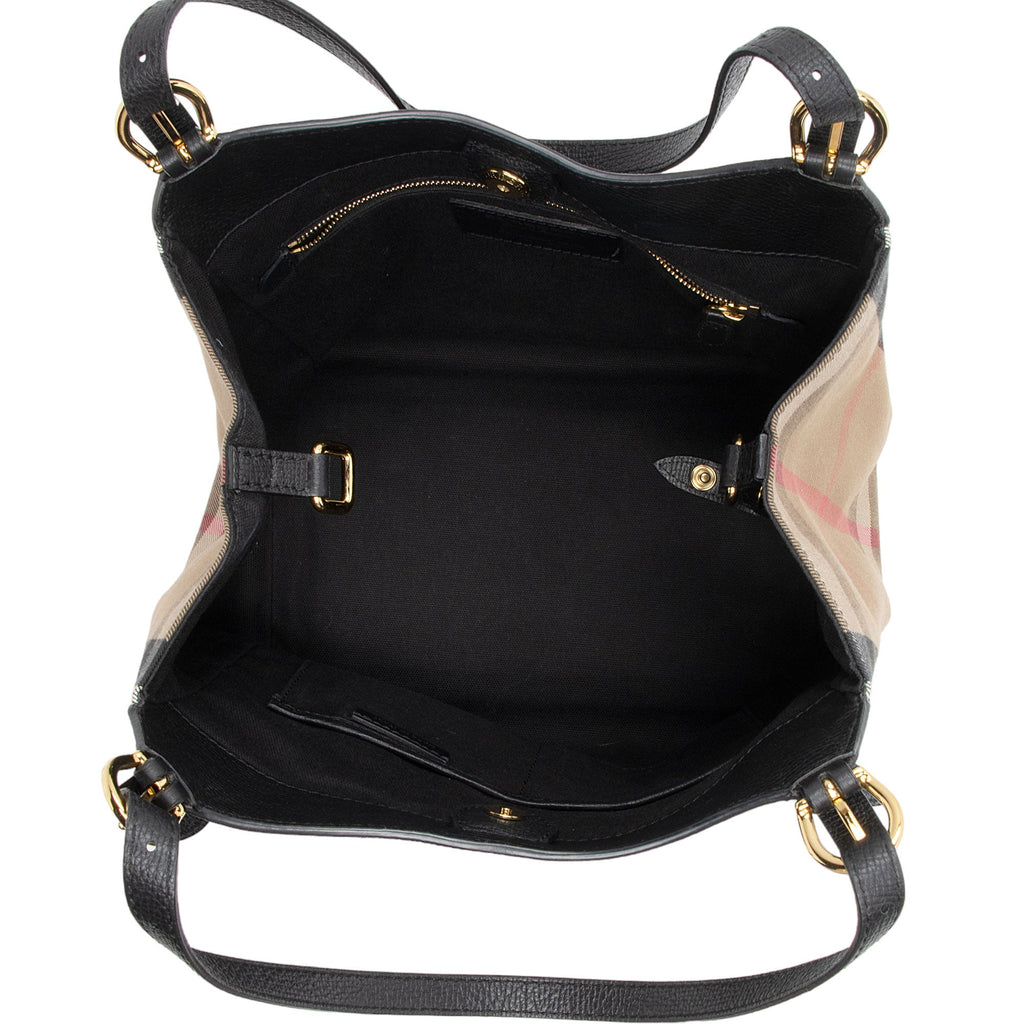 Burberry Leather House Check Derby Canterbury Small Tote (SHF-ANV3FD)