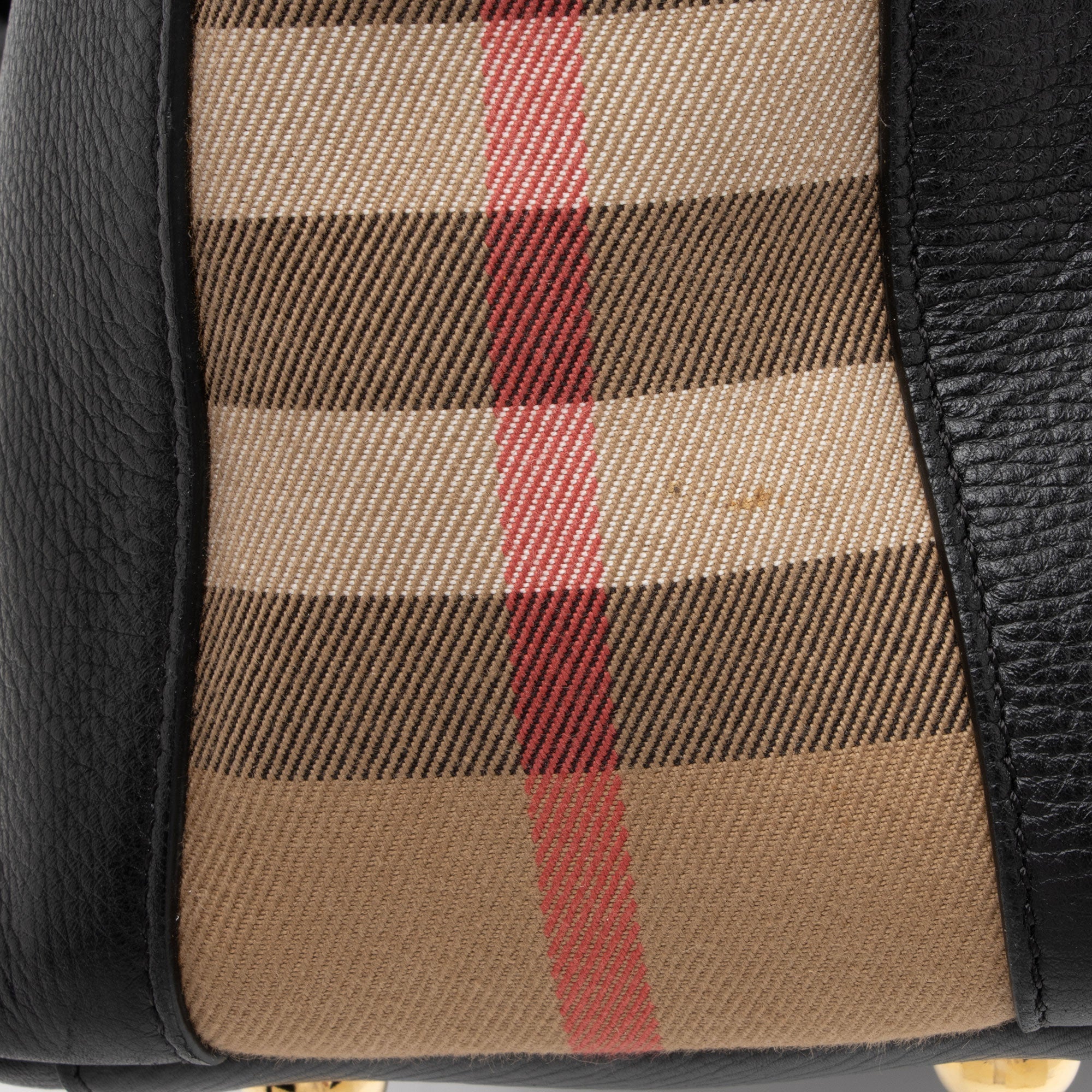 Burberry Leather House Check Derby Welburn Small Tote (SHF-qJKDyZ)