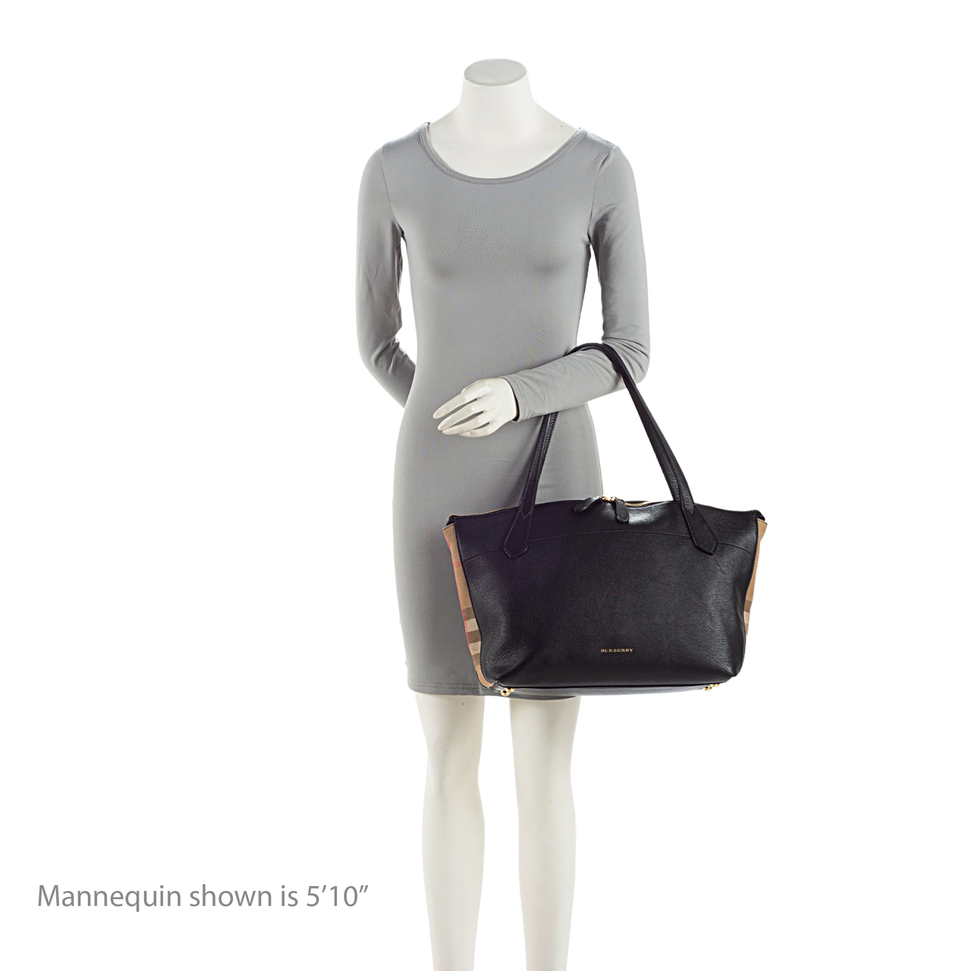 Burberry Leather House Check Derby Welburn Small Tote (SHF-qJKDyZ)