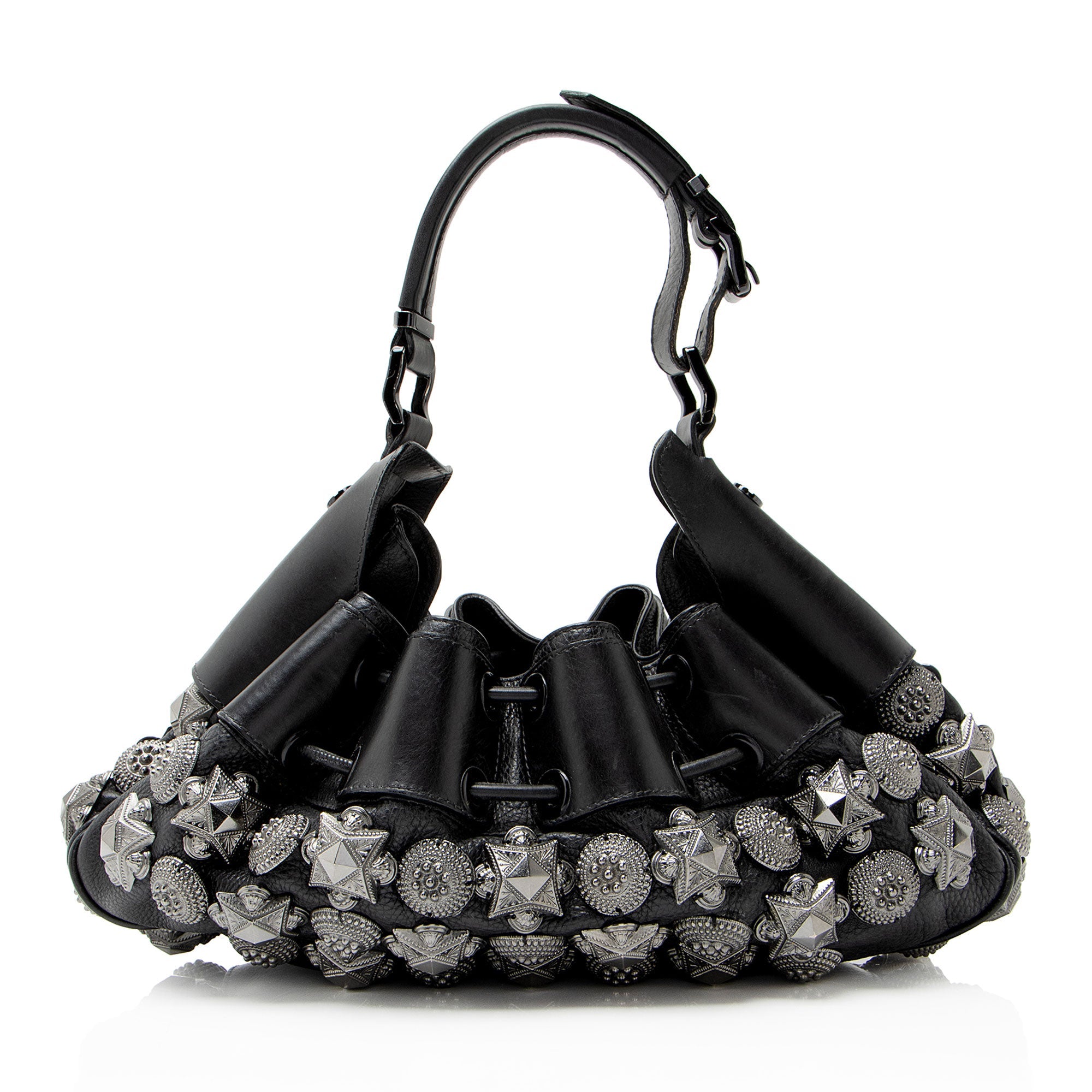 Burberry Leather Studded Mason Warrior Hobo