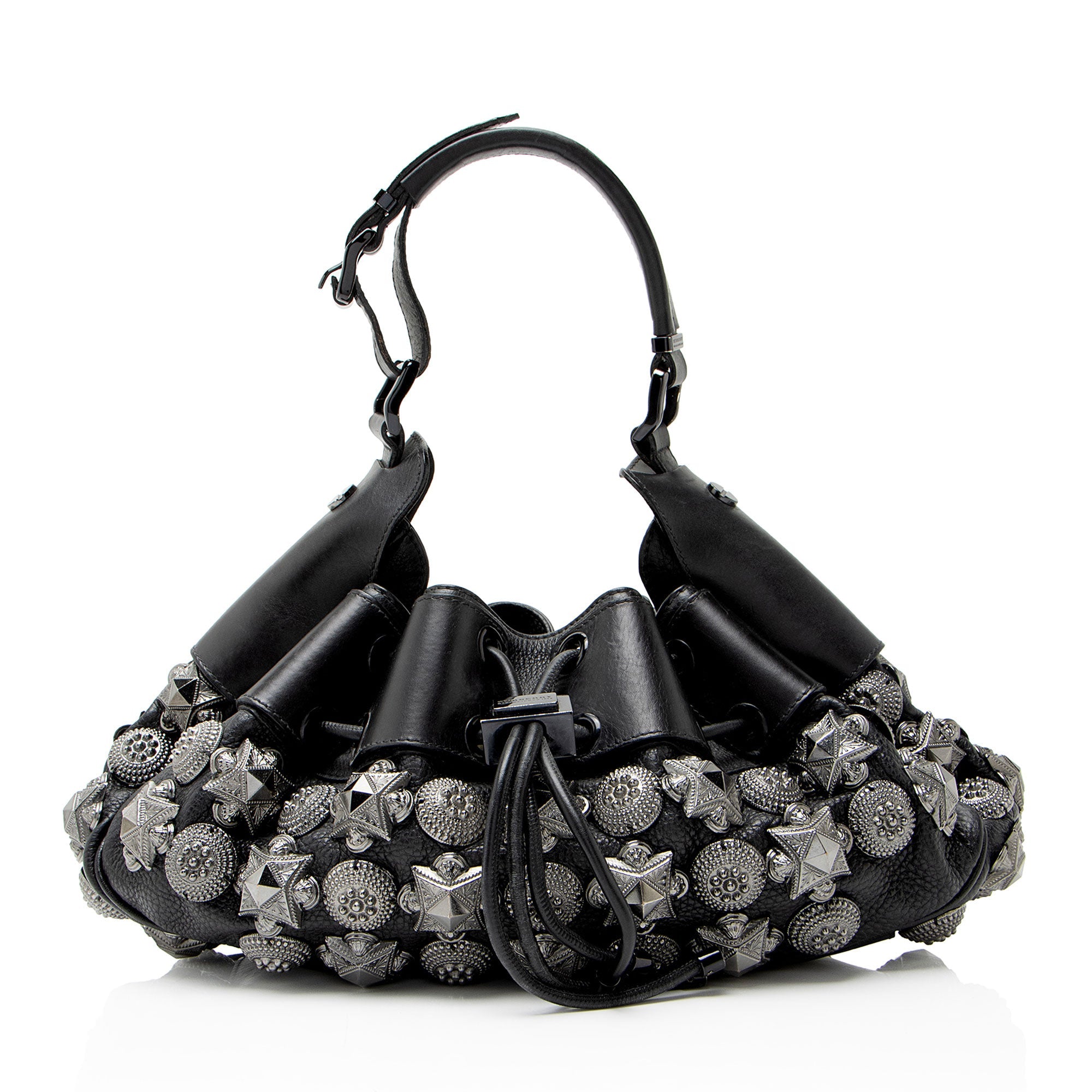Burberry Leather Studded Mason Warrior Hobo