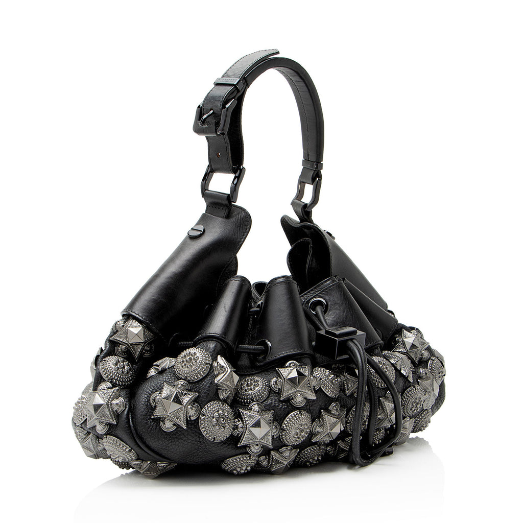 Burberry Leather Studded Mason Warrior Hobo