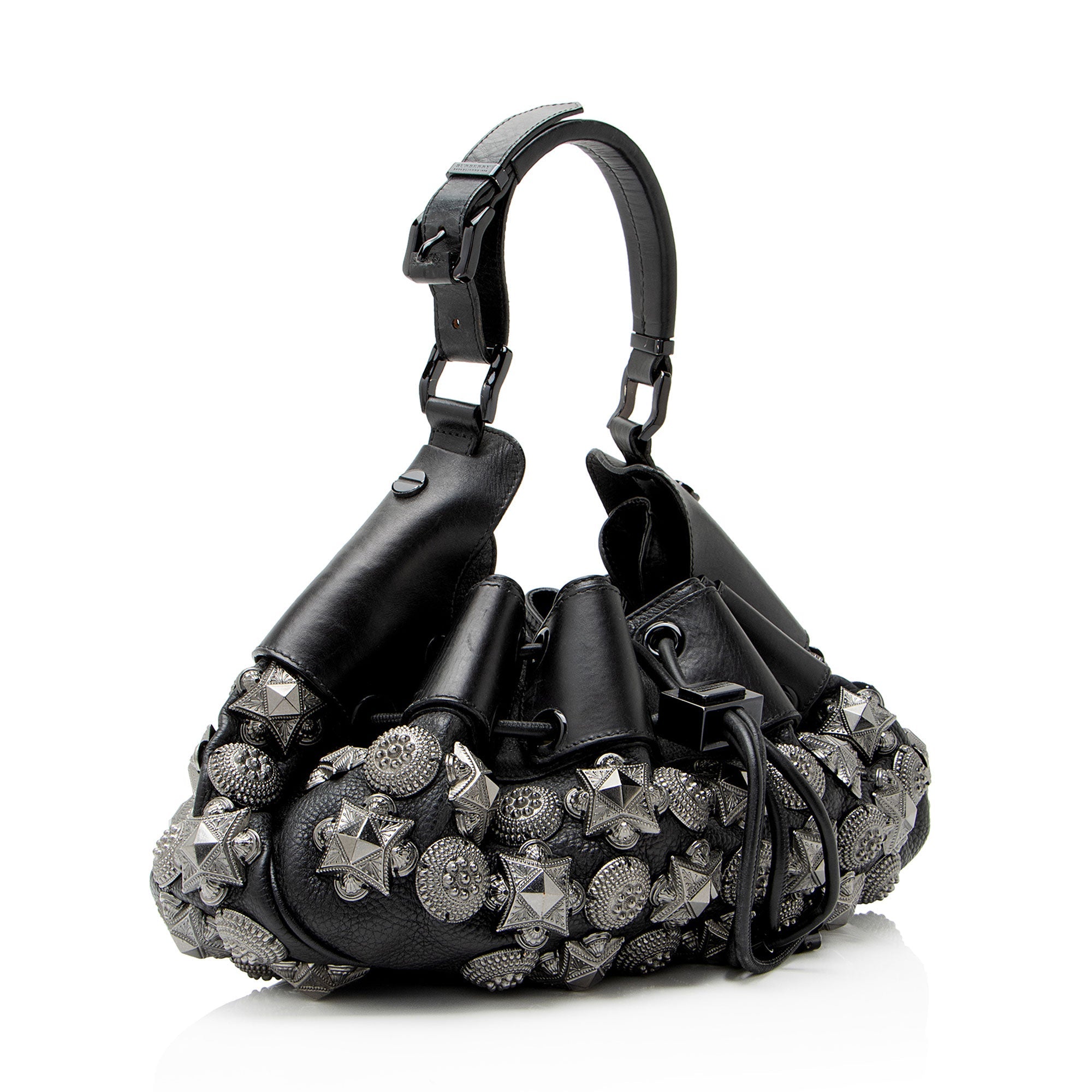 Burberry Leather Studded Mason Warrior Hobo
