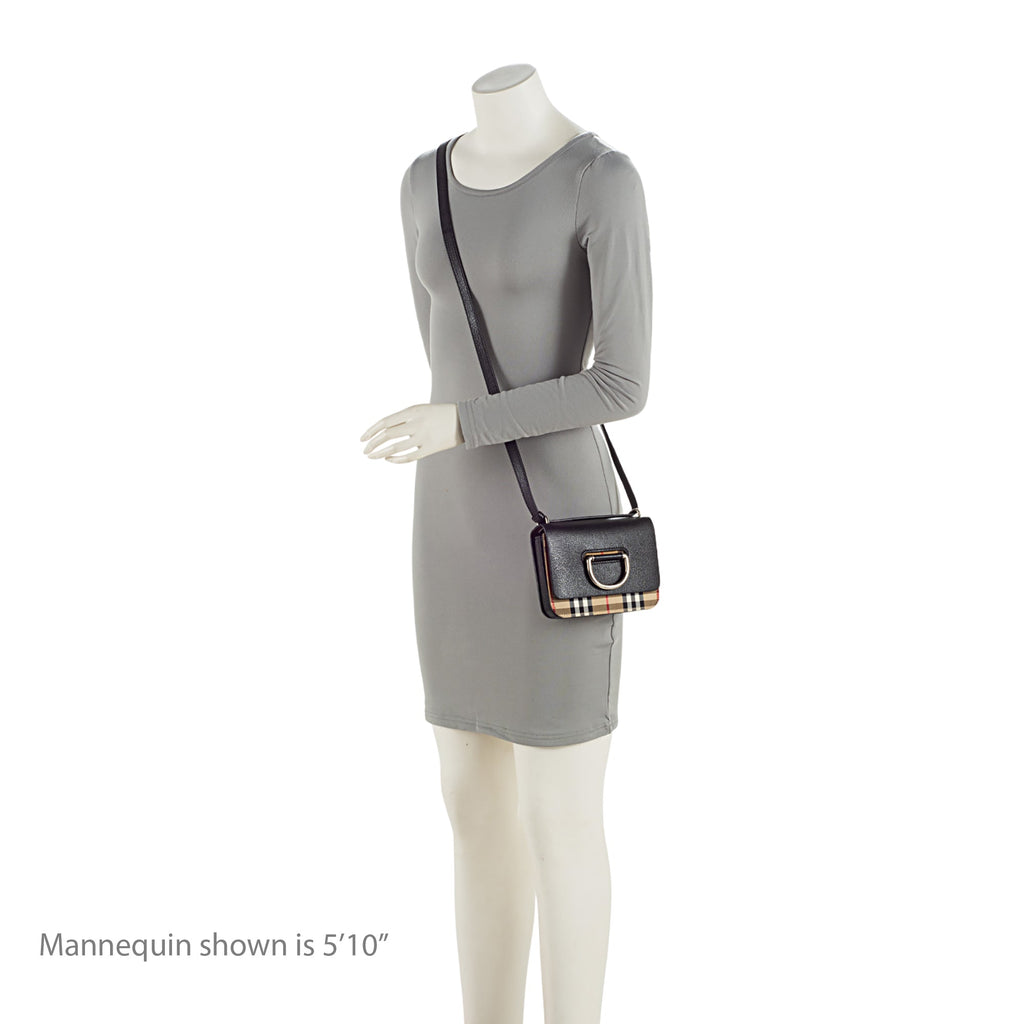 Burberry Leather Vintage Check D-Ring Mini Crossbody Bag (SHF-ltBVNi)