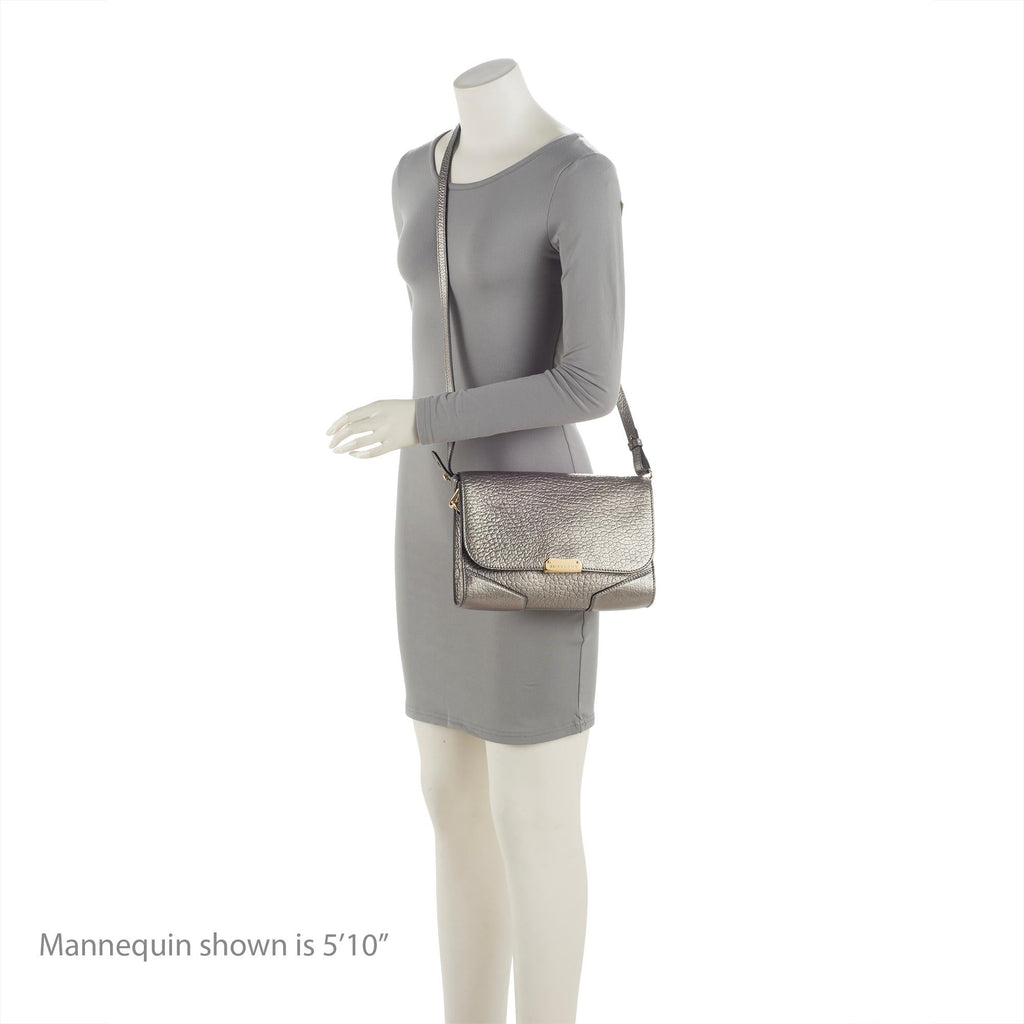 Burberry Metallic Grained Leather Abbott Small Crossbody Bag (SHF-23382)