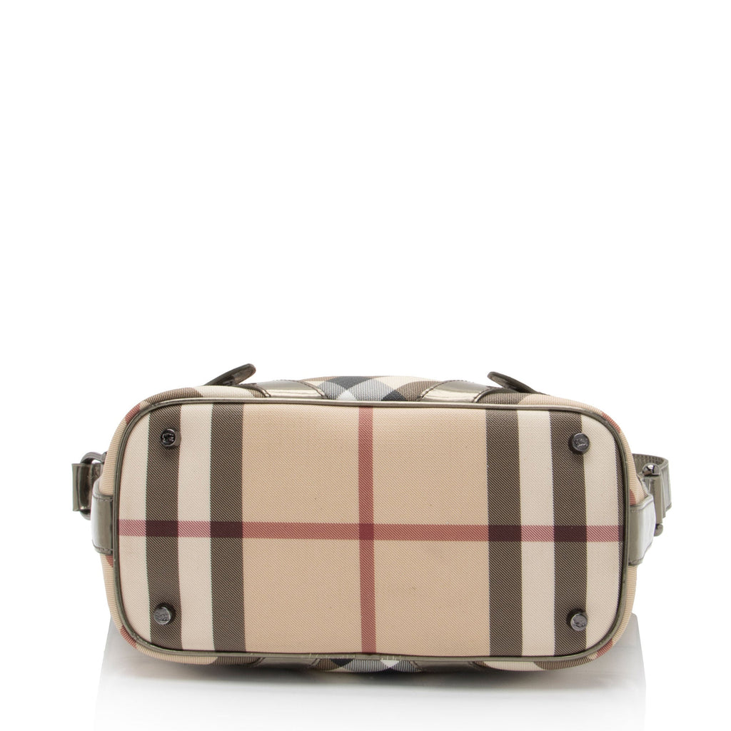 Burberry Metallic Patent Leather Nova Check Buckle Hobo