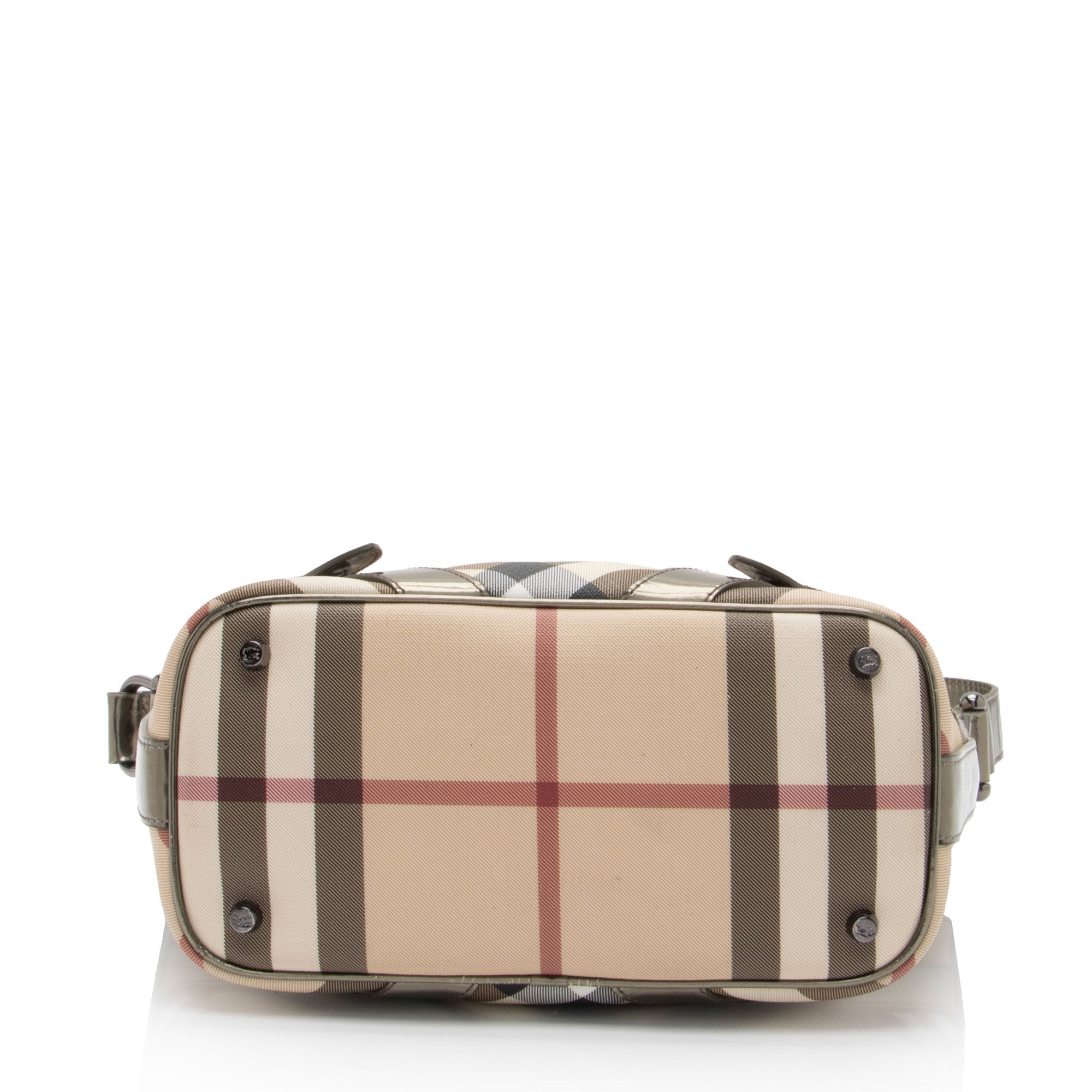 Burberry Metallic Patent Leather Nova Check Buckle Hobo