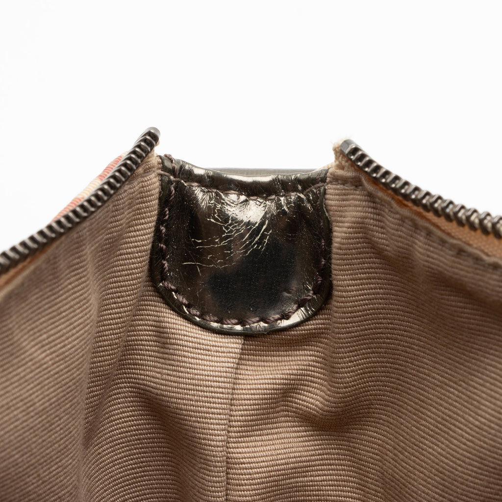 Burberry Metallic Patent Leather Nova Check Buckle Hobo