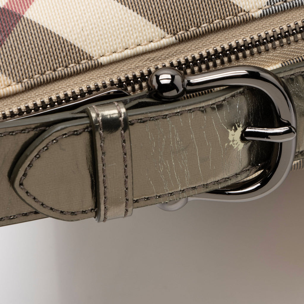 Burberry Metallic Patent Leather Nova Check Buckle Hobo