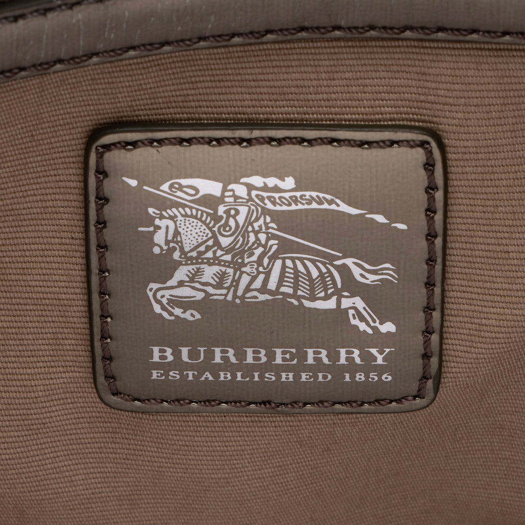 Burberry Metallic Patent Leather Nova Check Buckle Hobo