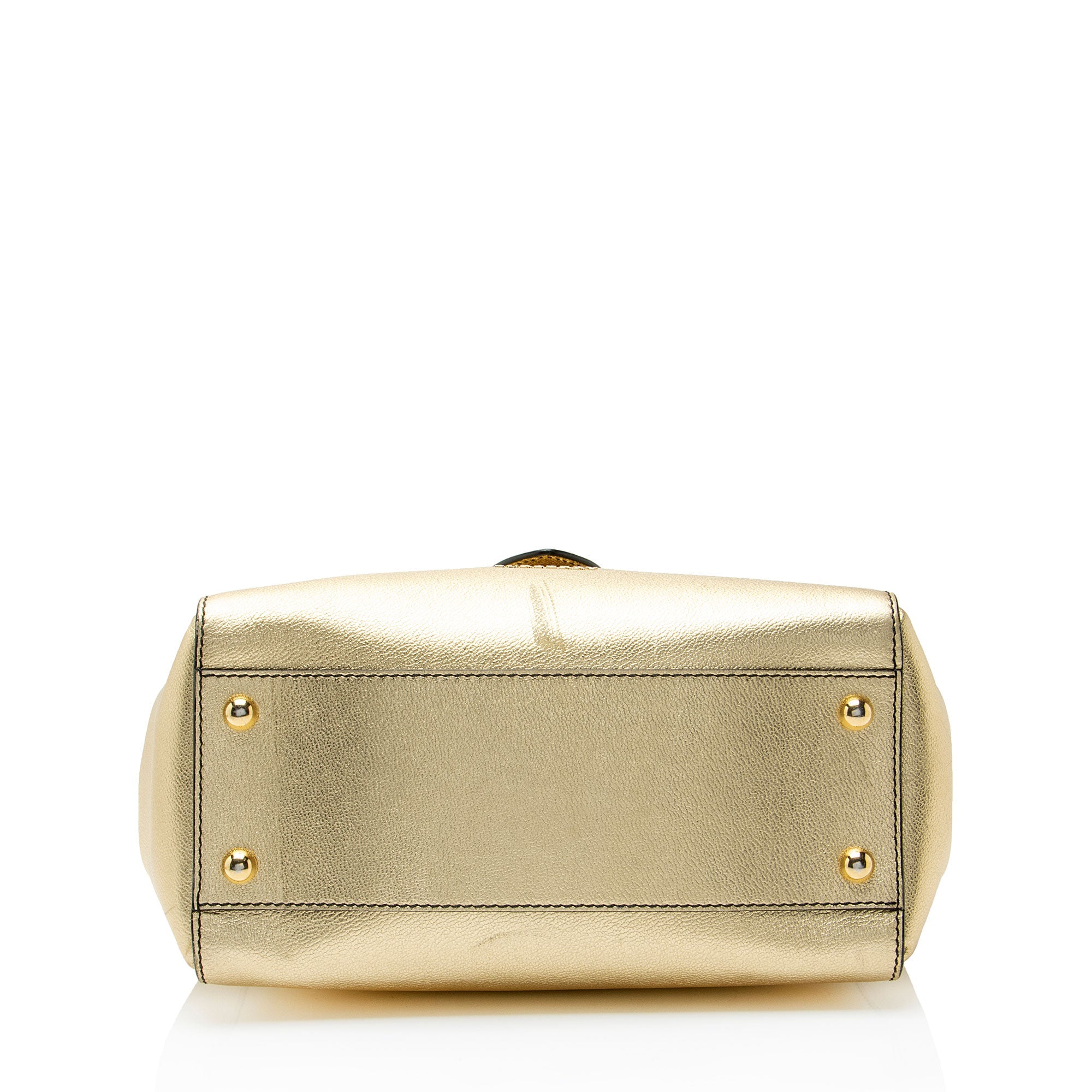 Burberry Metallic Soft Grain Calfskin Buckle Medium Tote