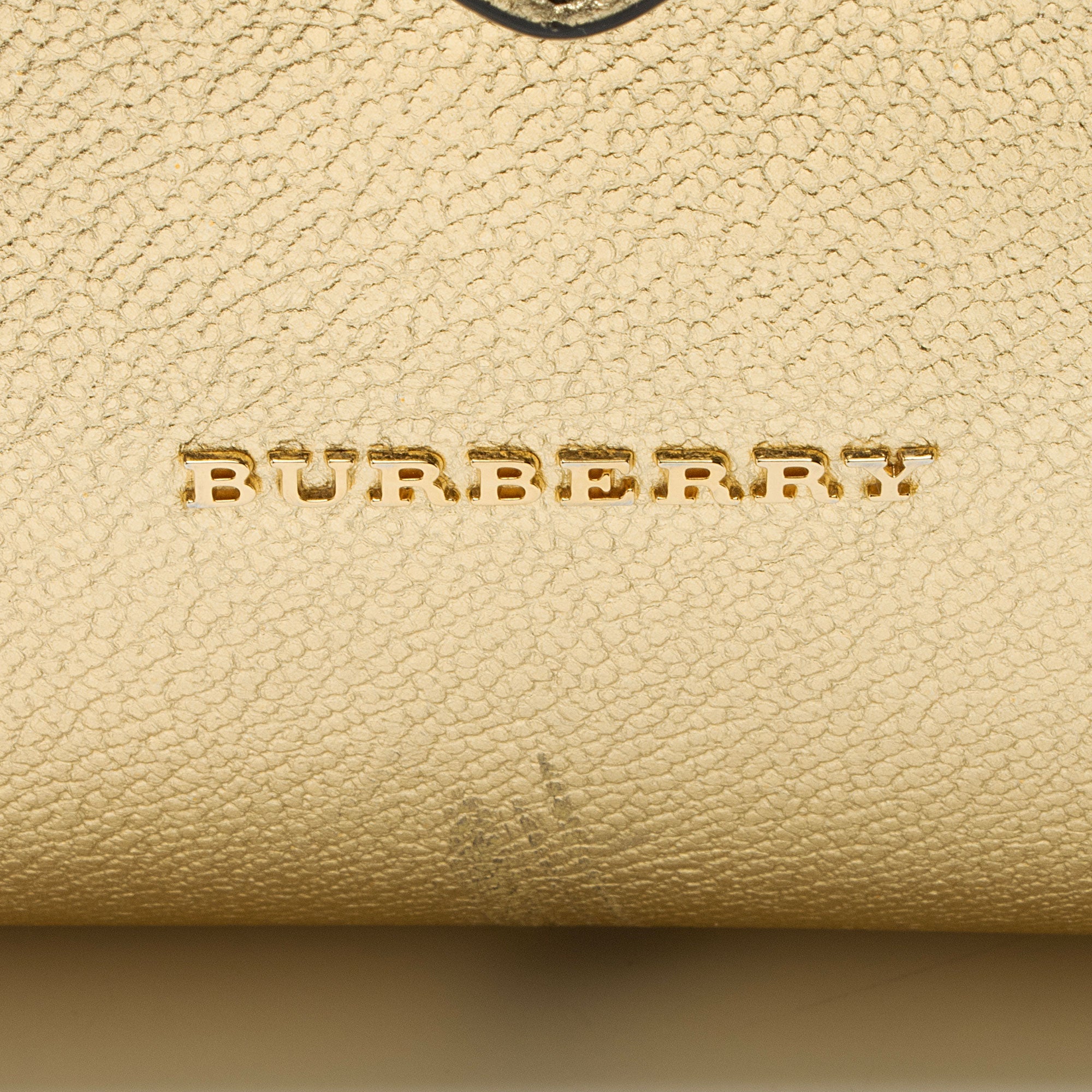 Burberry Metallic Soft Grain Calfskin Buckle Medium Tote