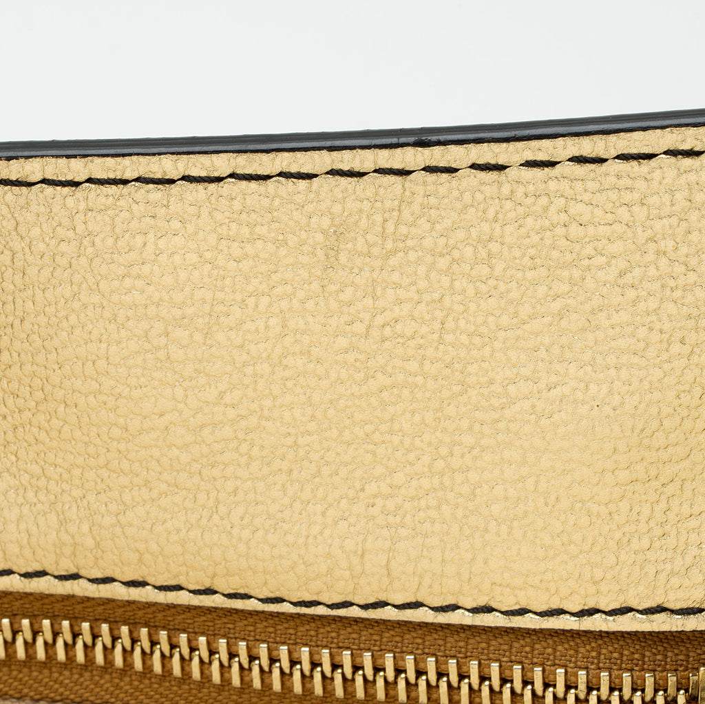 Burberry Metallic Soft Grain Calfskin Buckle Medium Tote