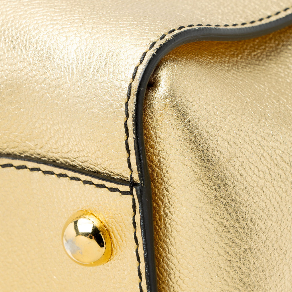 Burberry Metallic Soft Grain Calfskin Buckle Medium Tote