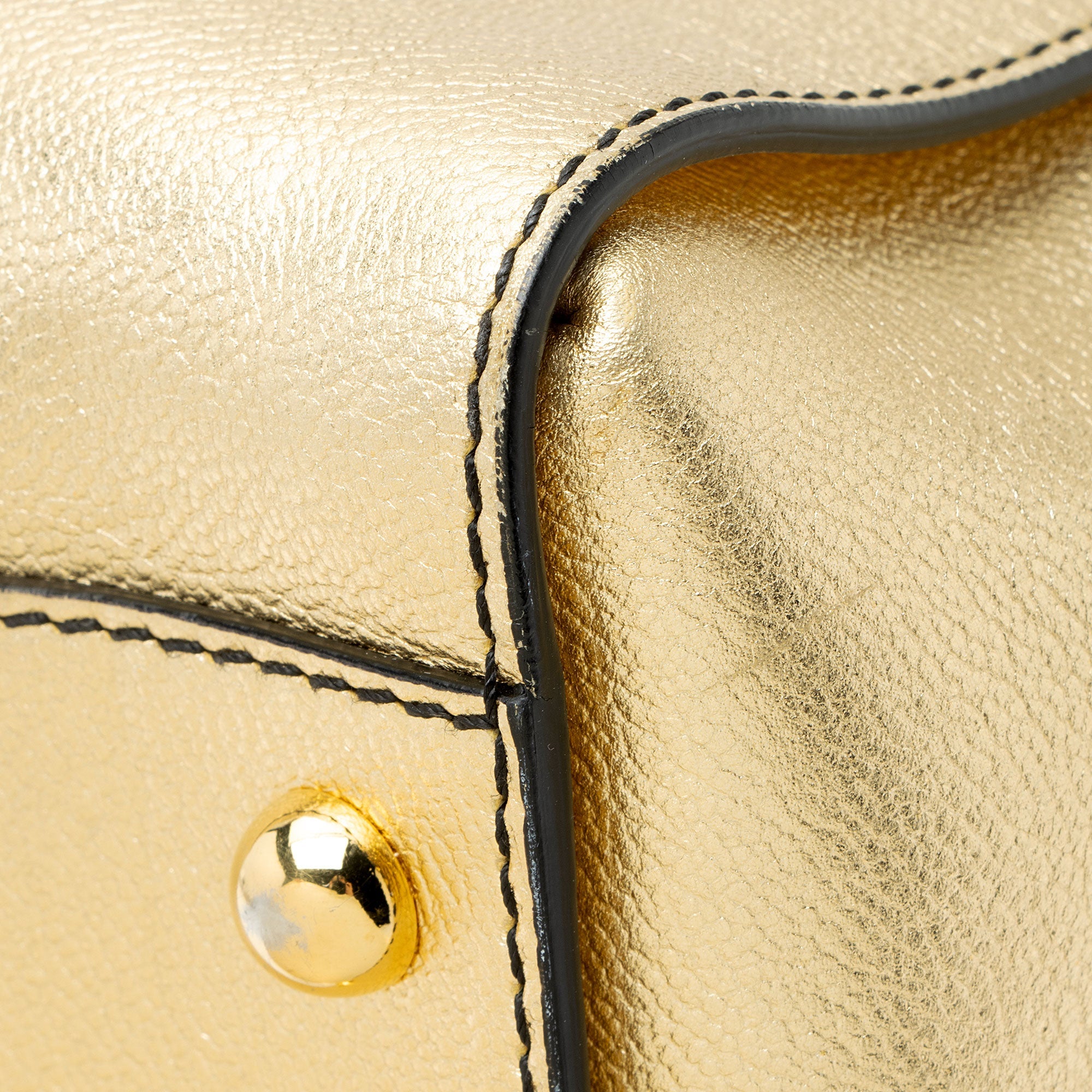 Burberry Metallic Soft Grain Calfskin Buckle Medium Tote
