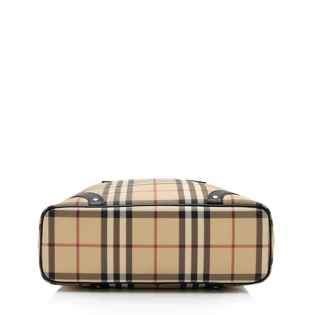 Burberry Nova Check Leather Studded Medium Tote (SHF-QGyTPK)
