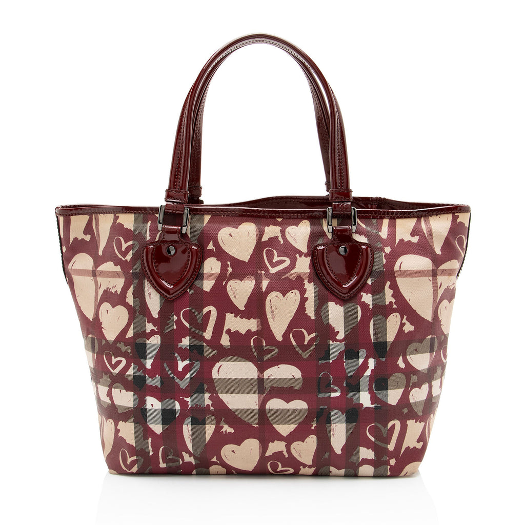 Burberry Nova Check Painted Hearts Tote