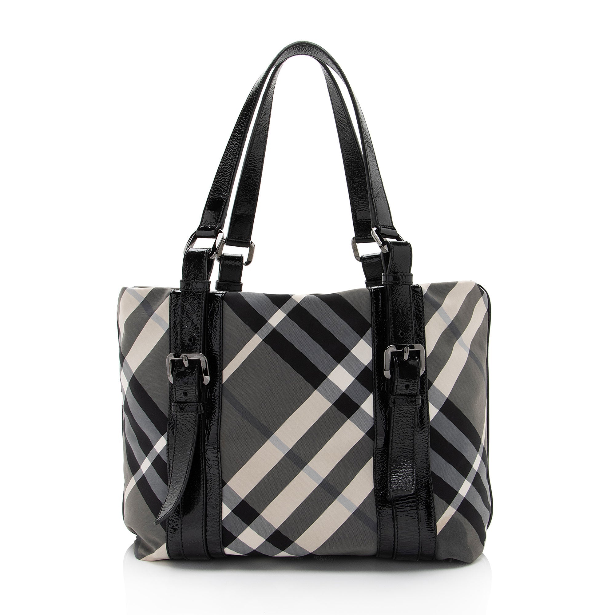 Burberry Nylon Beat Check Lowry Medium Tote (SHF-I5tUwx)
