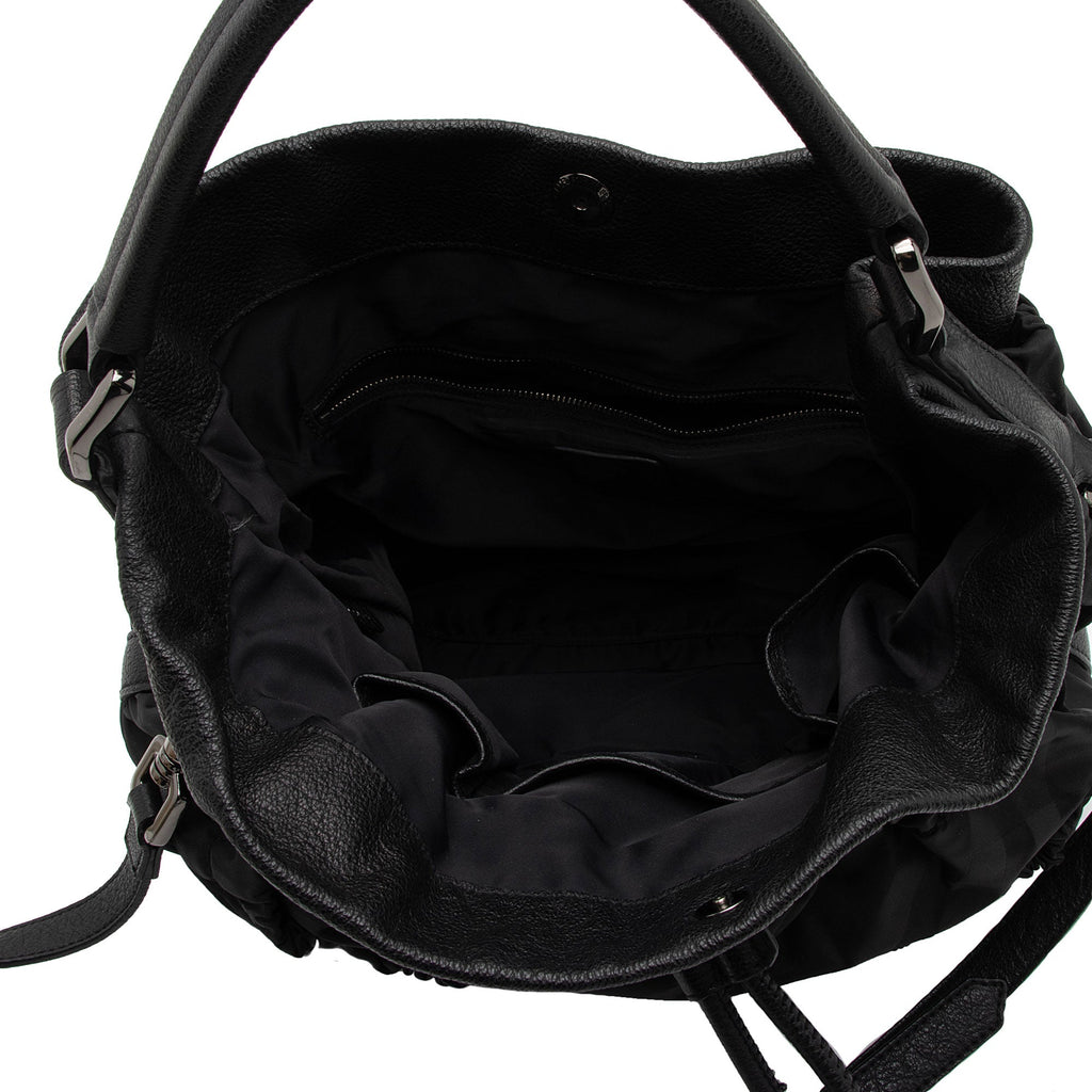 Burberry Nylon Check Large Hobo (SHF-o0QWiZ)