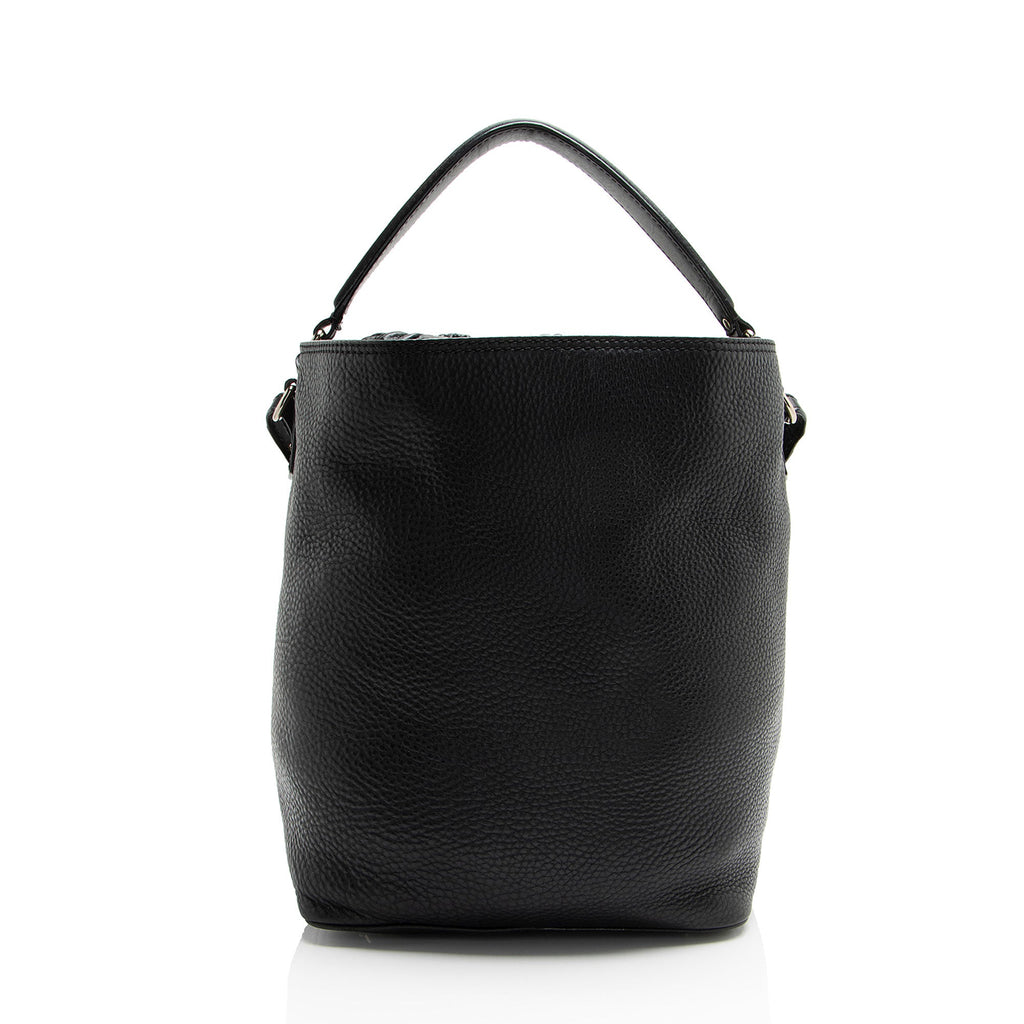 Burberry Pebbled Leather House Check Ashby Medium Hobo