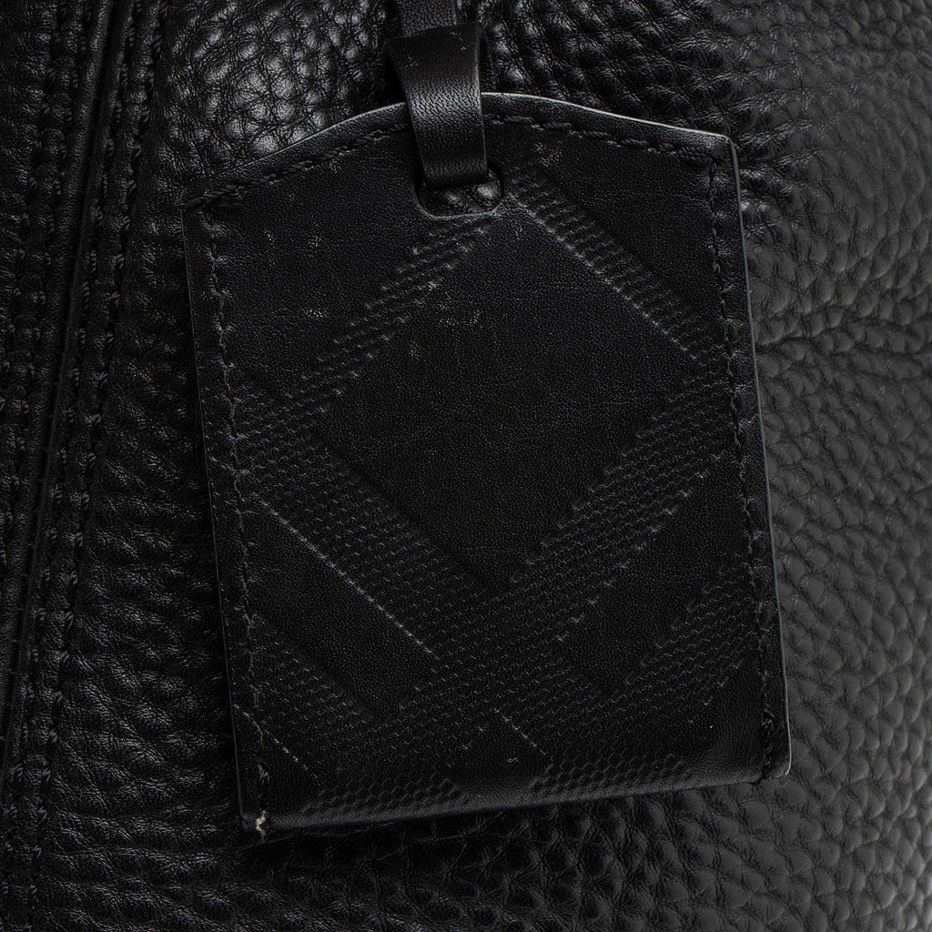 Burberry Pebbled Leather House Check Ashby Medium Hobo