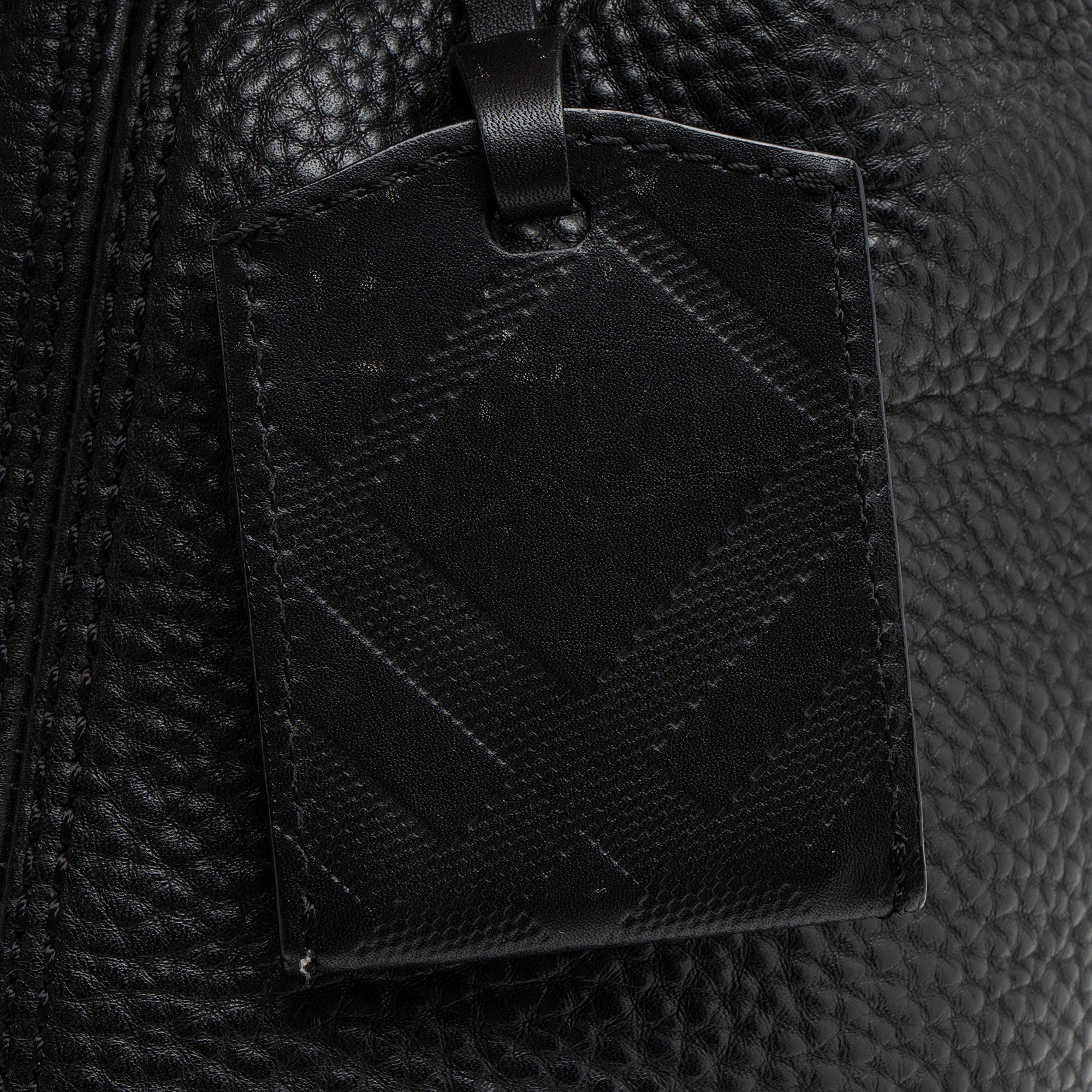 Burberry Pebbled Leather House Check Ashby Medium Hobo