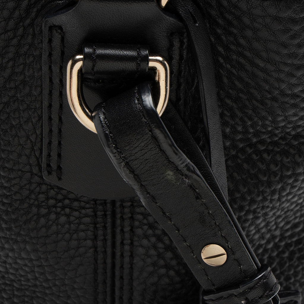 Burberry Pebbled Leather House Check Ashby Medium Hobo