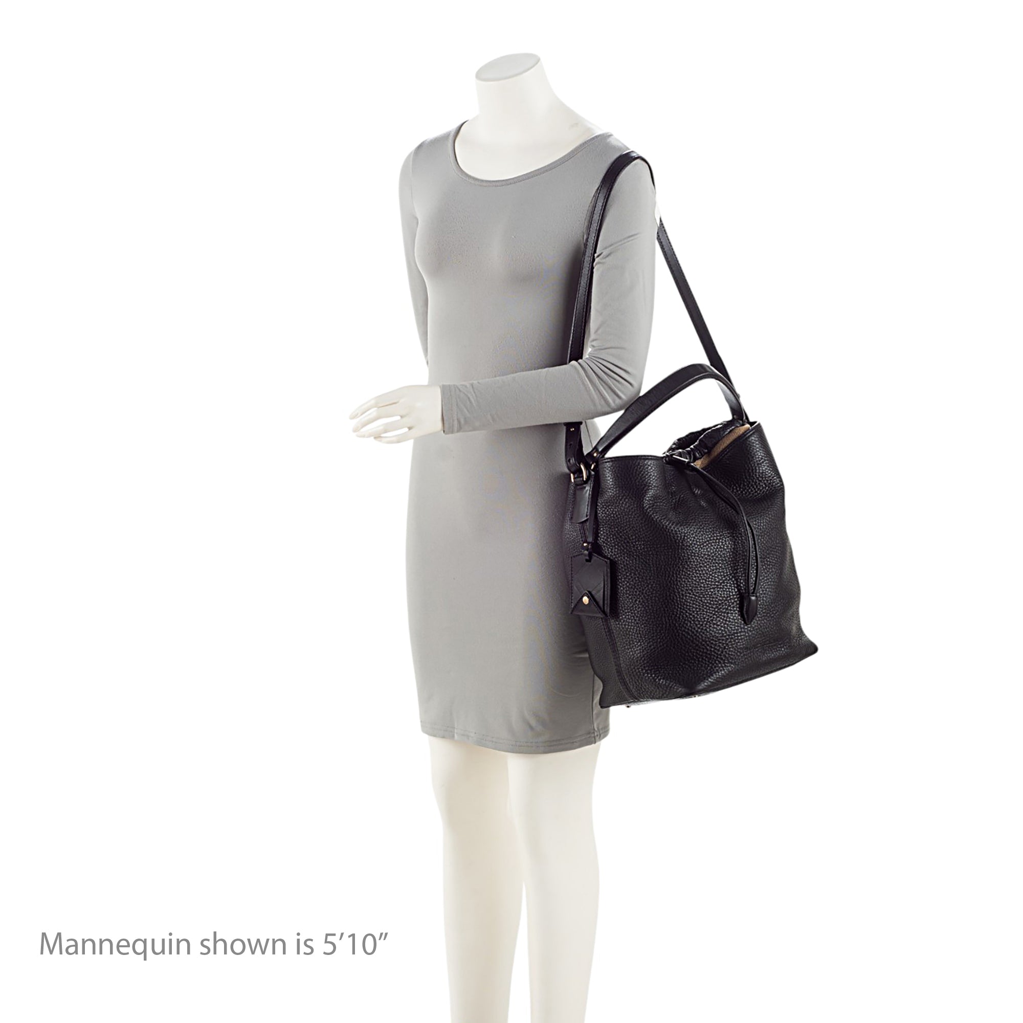 Burberry Pebbled Leather House Check Ashby Medium Hobo