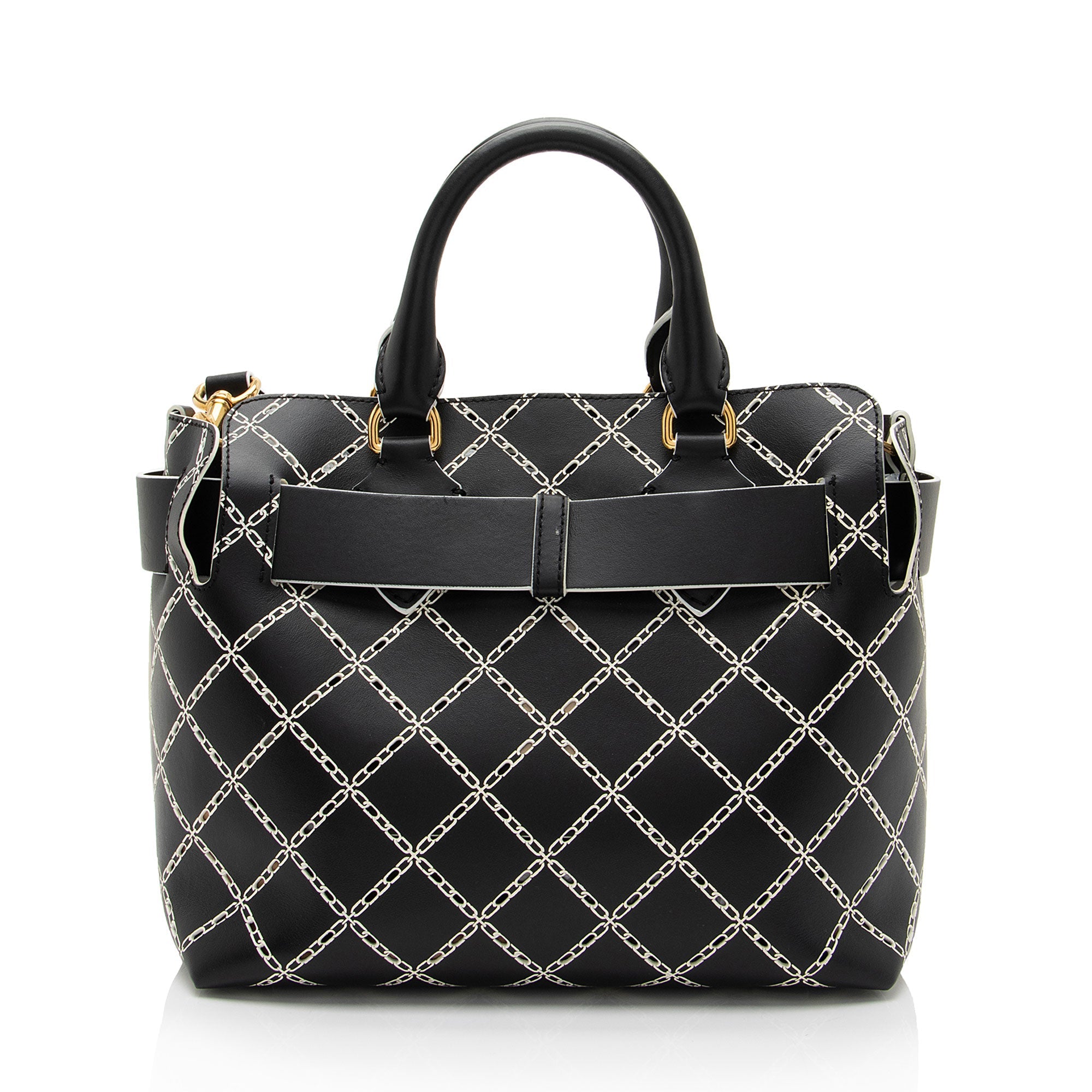 Burberry Perforated Leather Marais Belted Small Tote