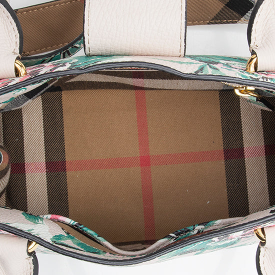 Burberry Soft Grain Leather Peony Rose Small Buckle Tote (SHF-11503)