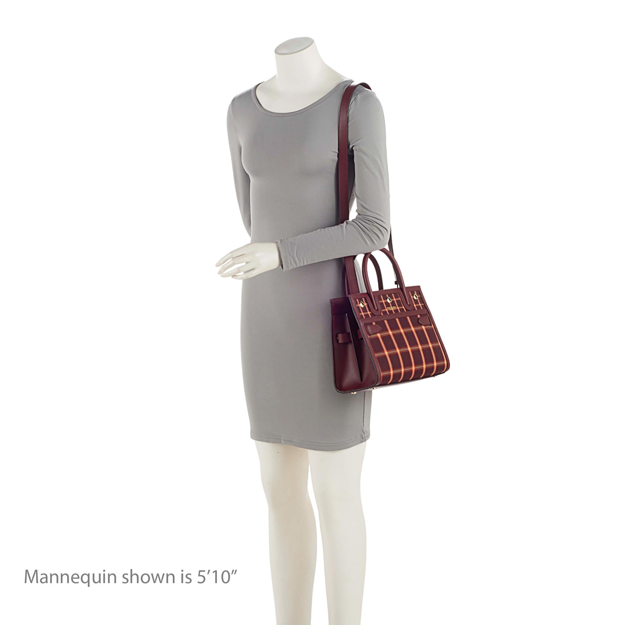 Burberry Tartan Check Smooth Calfskin Title Mini Tote (SHF-zkxnVr)