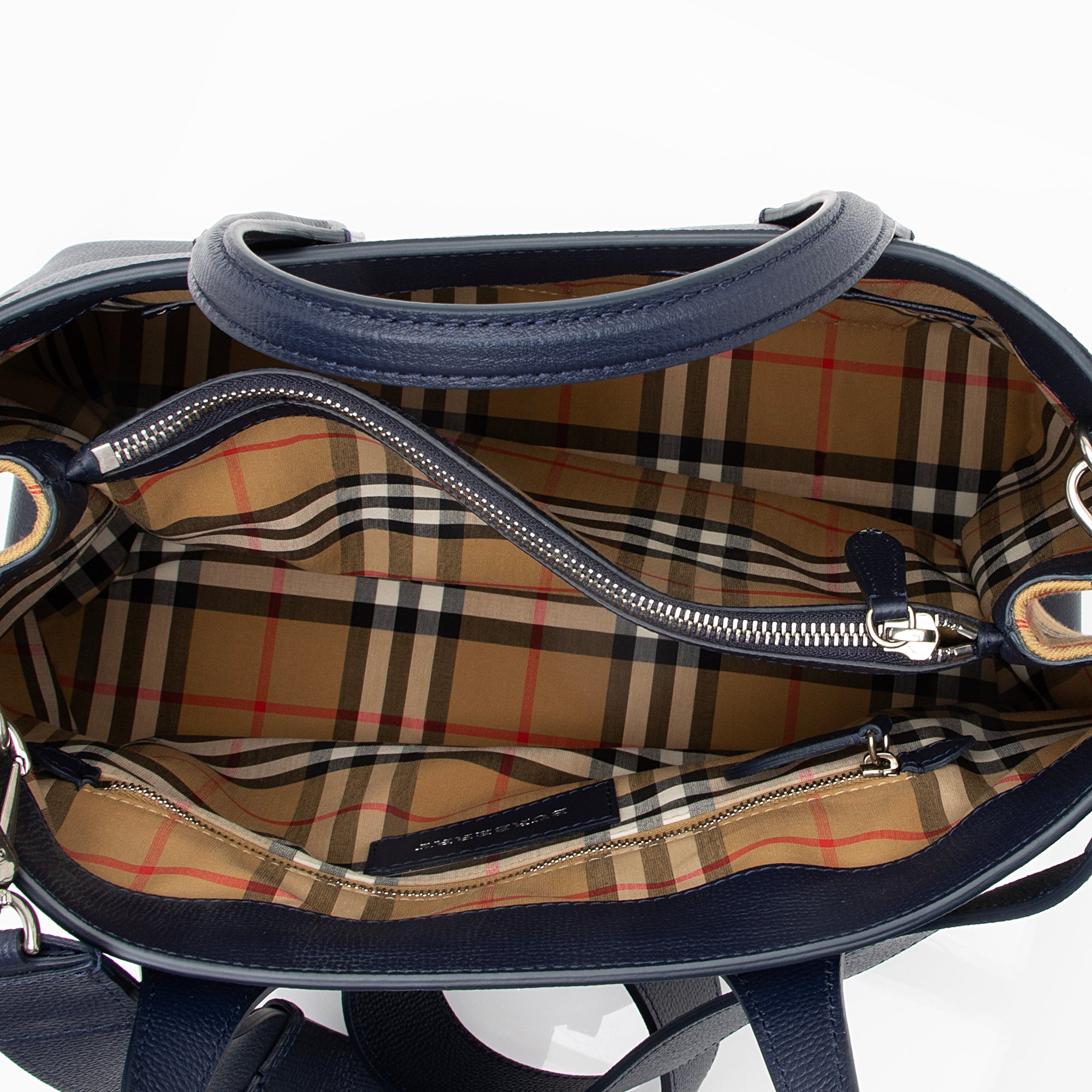 Burberry Vintage Check Leather Banner Medium Tote (SHF-23489)