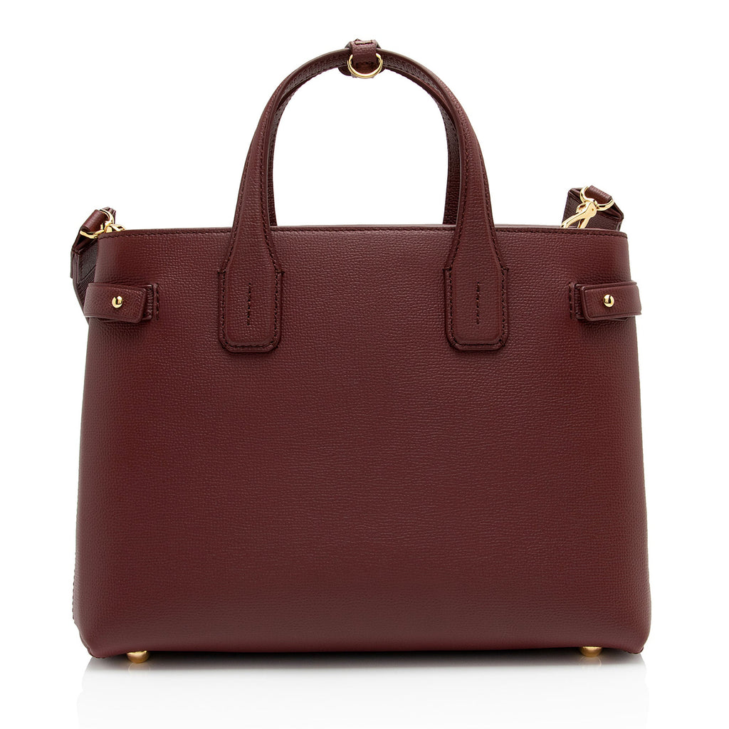 Burberry Vintage Check Leather Banner Medium Tote (SHF-nY7QqR)
