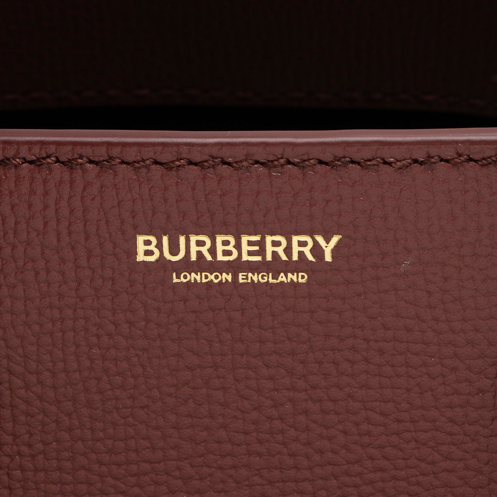 Burberry House Check Leather Banner Small Tote (SHF-uQjvzx)