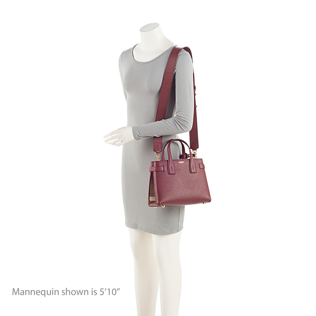 Burberry House Check Leather Banner Small Tote (SHF-uQjvzx)