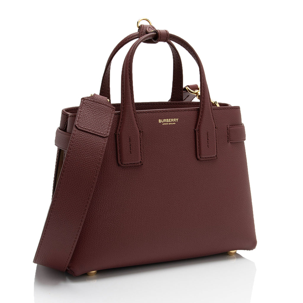 Burberry House Check Leather Banner Small Tote (SHF-uQjvzx)