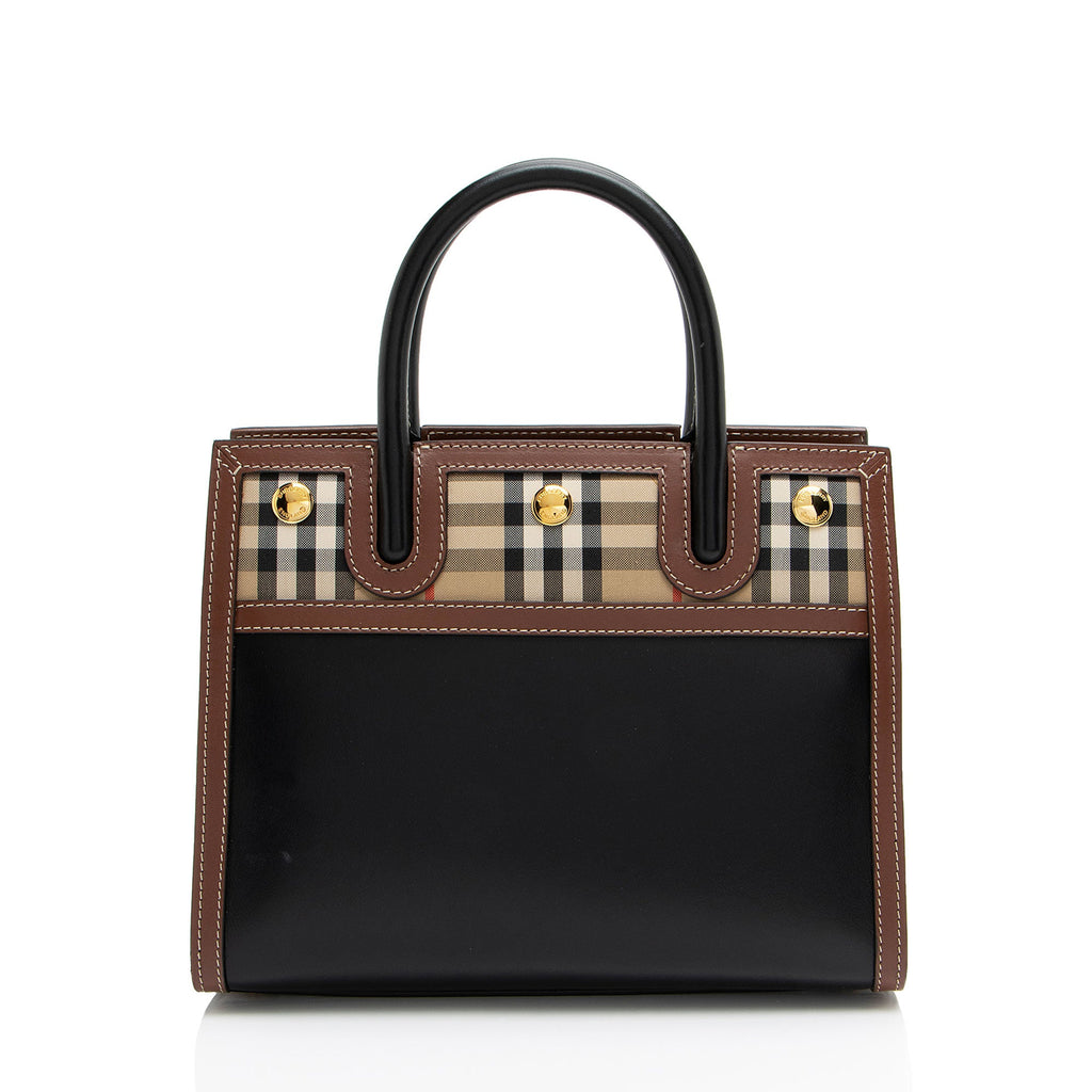 Burberry Vintage Check Smooth Calfskin Title Mini Tote