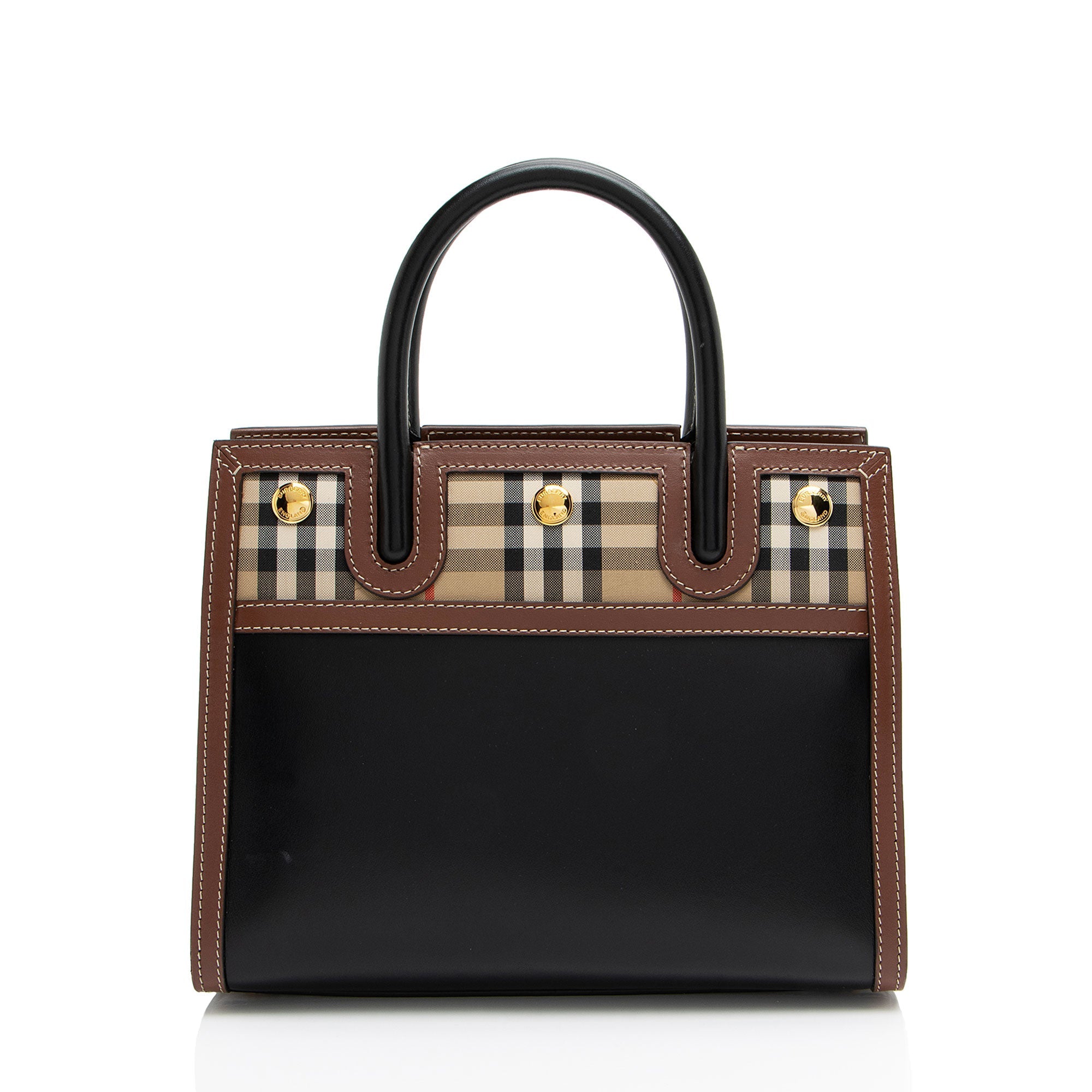 Burberry Vintage Check Smooth Calfskin Title Mini Tote