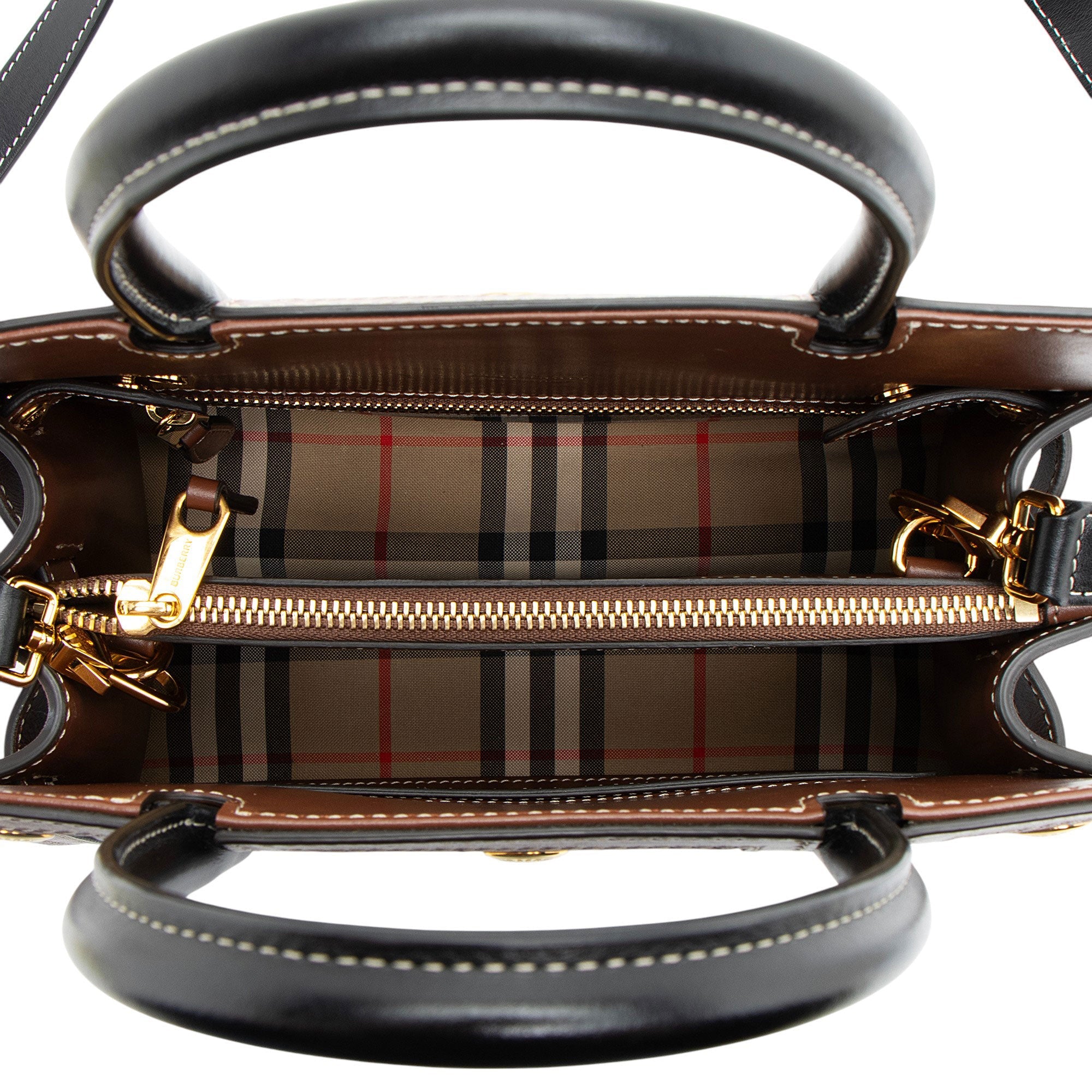 Burberry Vintage Check Smooth Calfskin Title Mini Tote