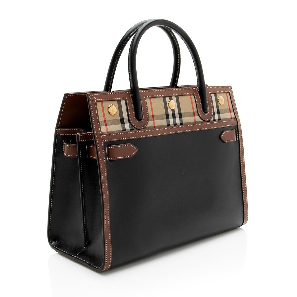 Burberry Vintage Check Smooth Calfskin Title Small Tote