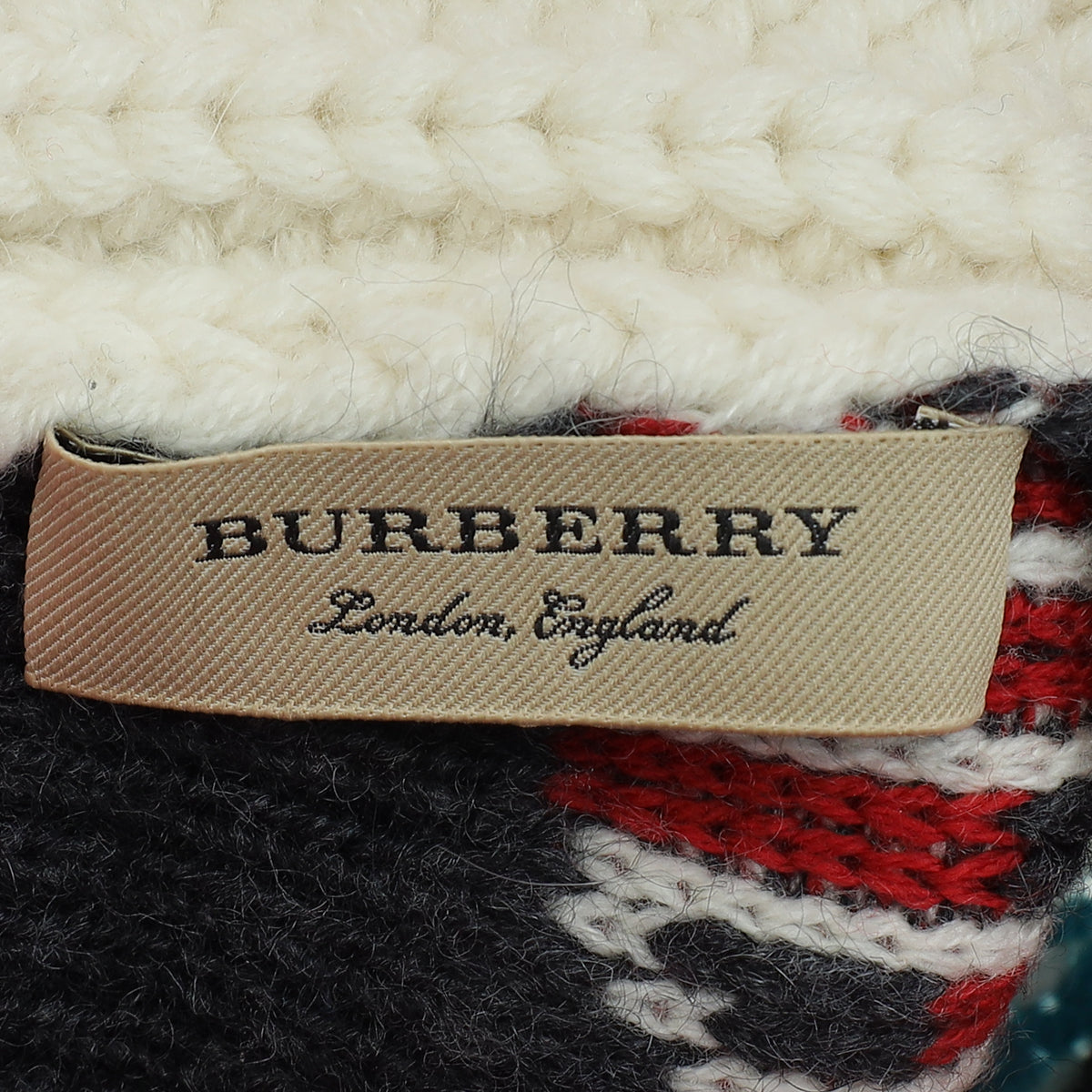 Burberry Pink Multicolor Patchwork Pom Pom Beanie & Fingerless Gloves