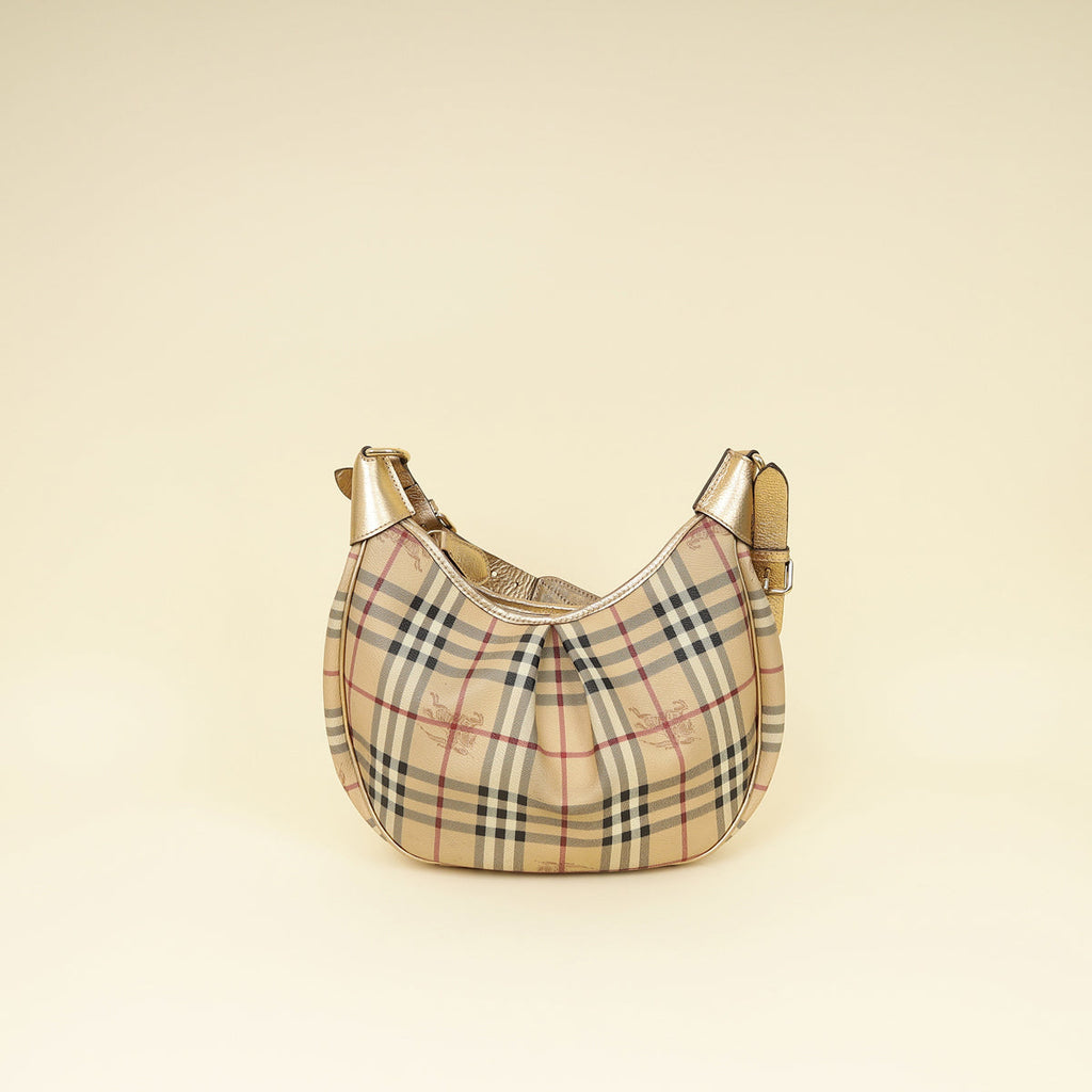Burberry Bicolor Haymarket Hobo Bag