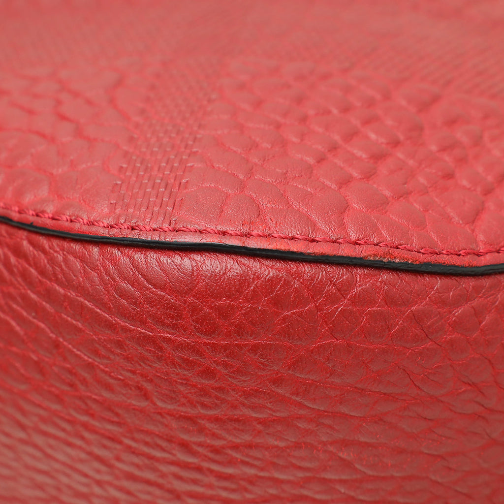 Burberry Red Check Embossed Orchard Satchel Bag