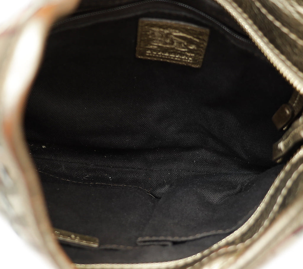 Burberry Bicolor Haymarket Lasercut Hobo Bag