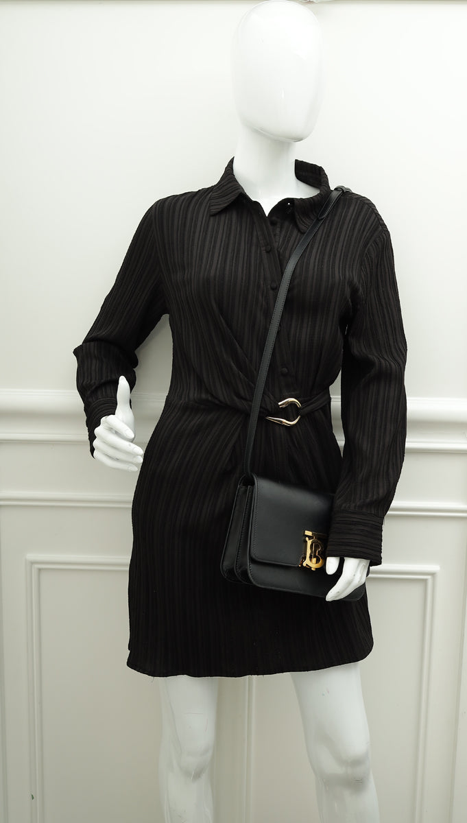 Burberry Black TB Logo Small Flap Bag