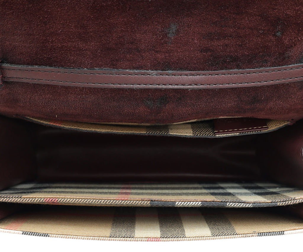 Burberry Burgundy House Check Macken Crossbody Bag