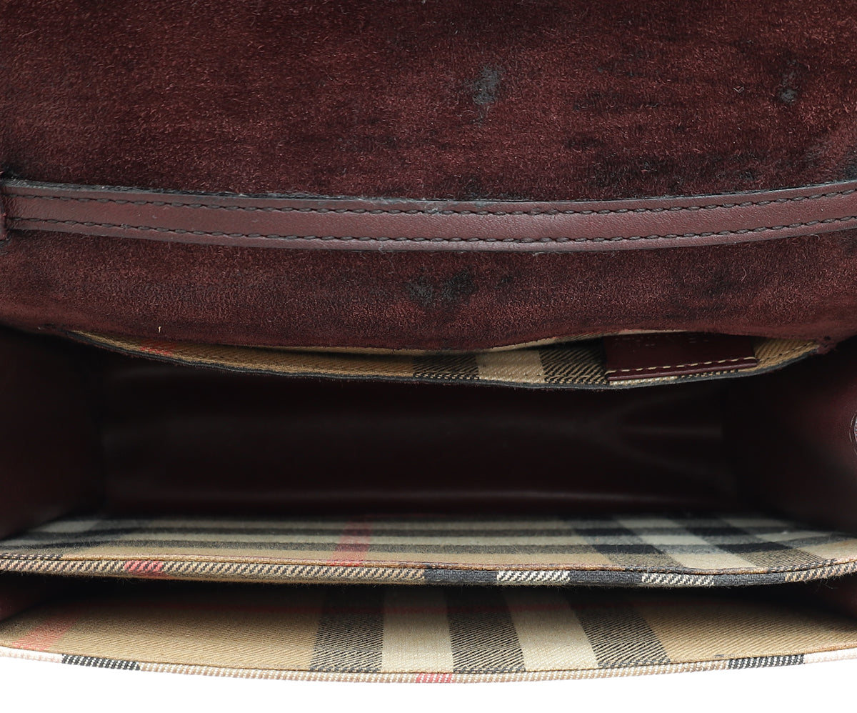 Burberry Burgundy House Check Macken Crossbody Bag