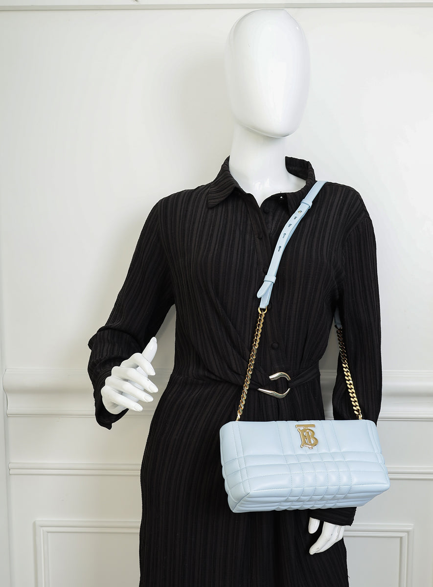 Burberry Pale Blue Lola Small Quilted Shoulder Bag