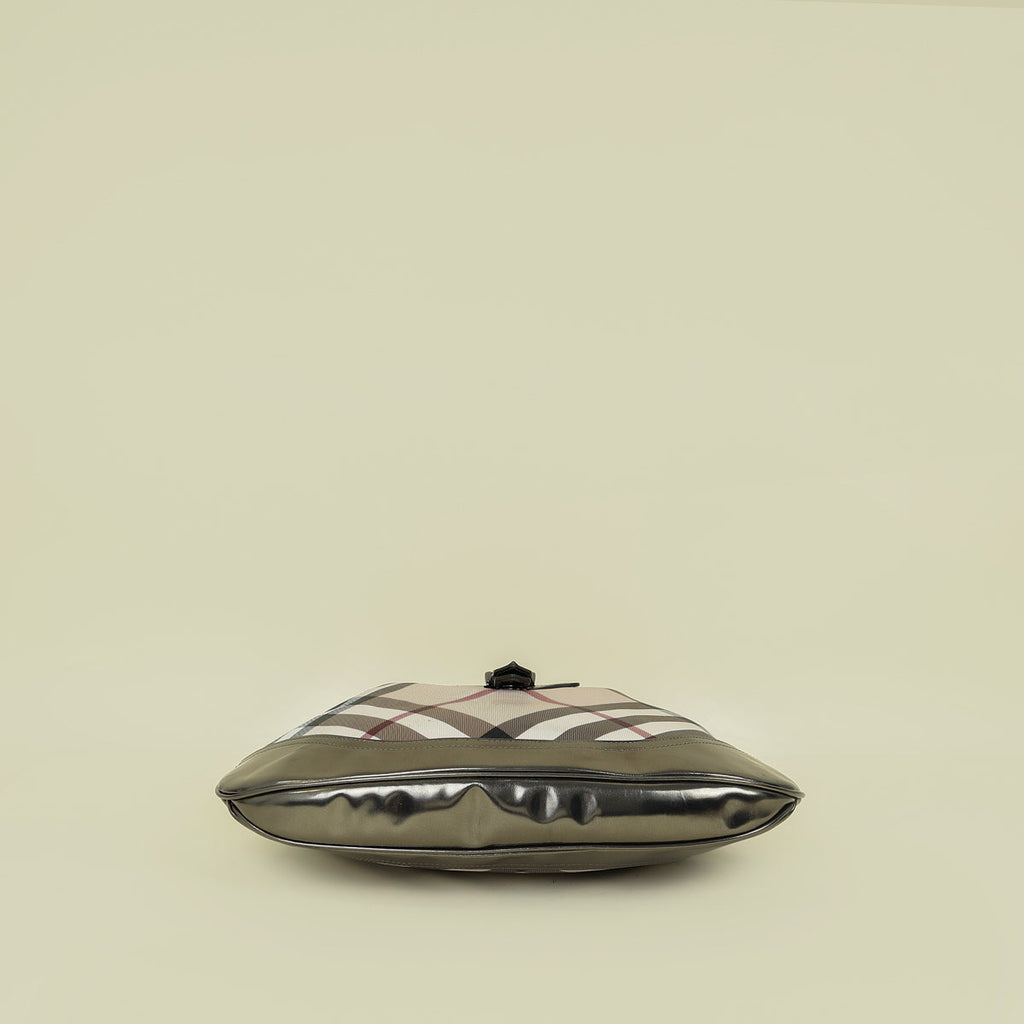 Burberry Bicolor Nova Check Brook Hobo Bag